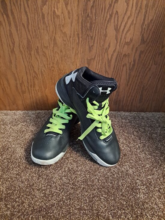 Under Armour Other - Under Armour micro g high-top basketball sneakers w/ vibrant neon green laces.